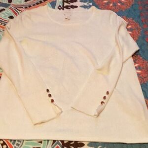 SALE Cream Long Sleeve Top with Button Accents